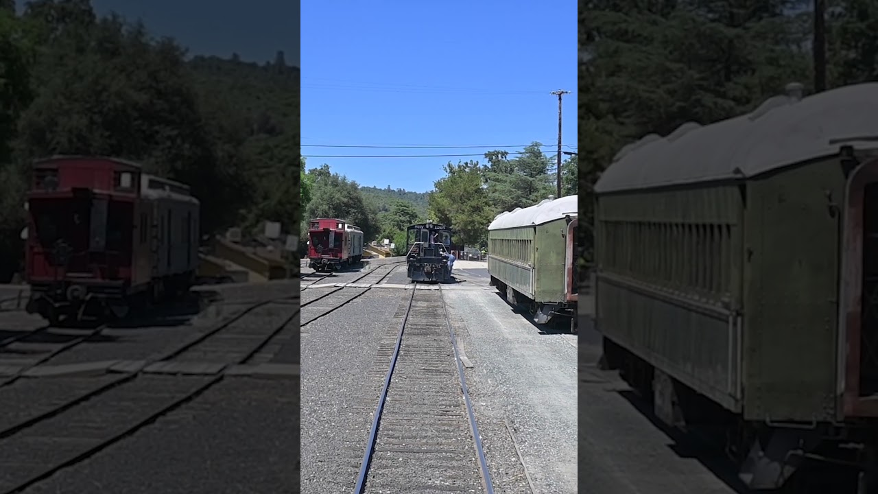 LOCOMOTIVE MOVING AWAY AFTER UNCOUPLING FROM PASSENGER CAR AT RAILTOWN 1897, BARBARA WAVES