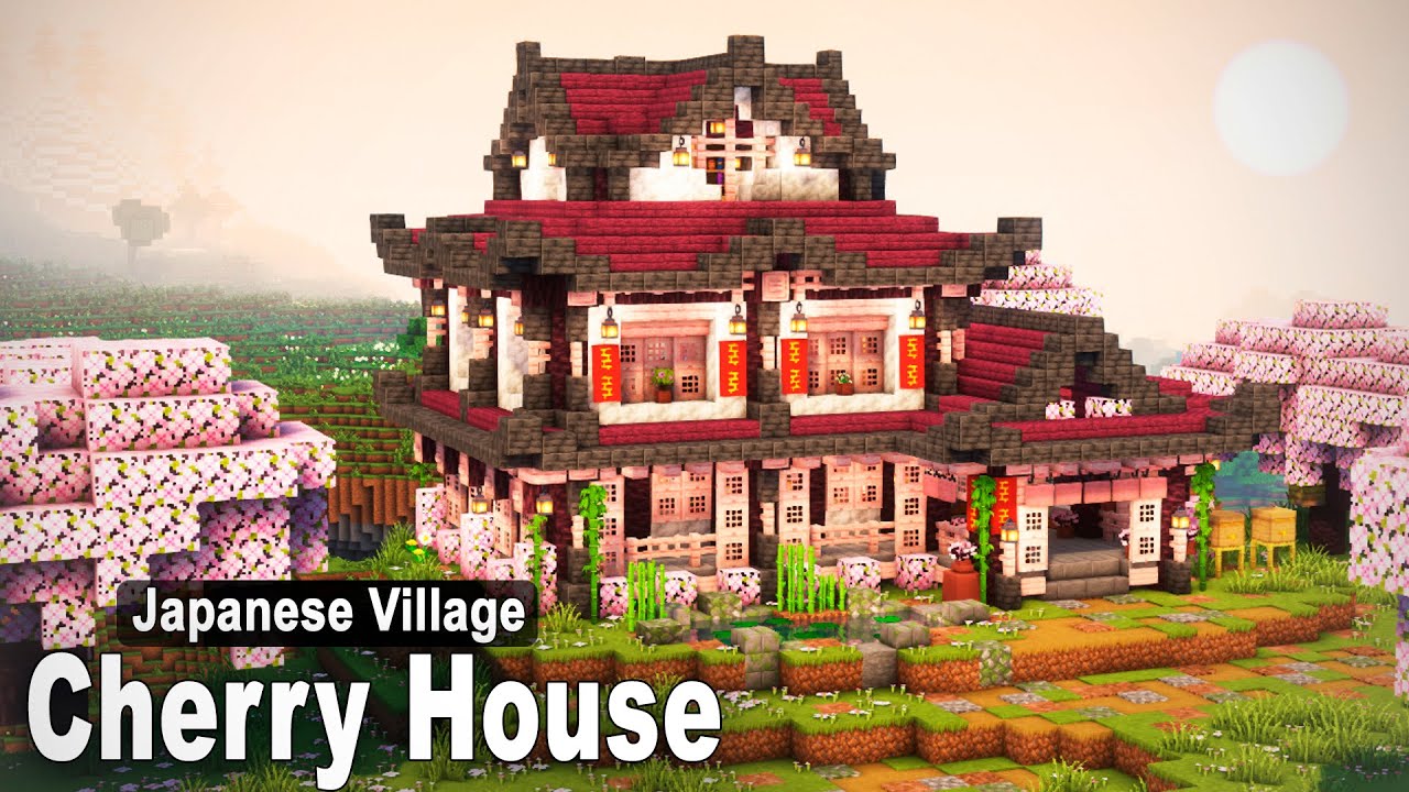 Minecraft: How to build a Japanese Cherry House | Tutorial