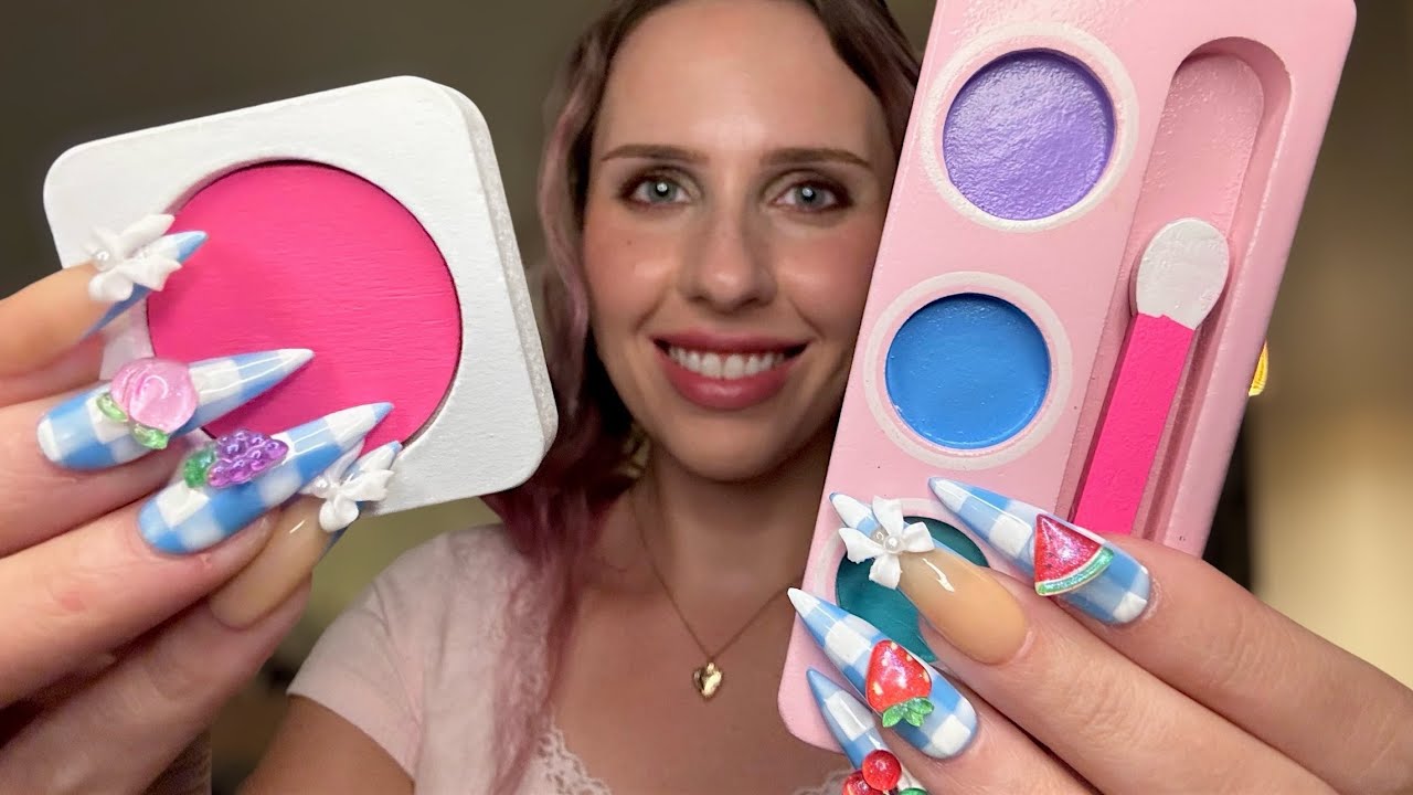 Healing Your Inner Child 💗 ASMR pretend makeup application with a wooden toy set💄 (tingles & sleep)