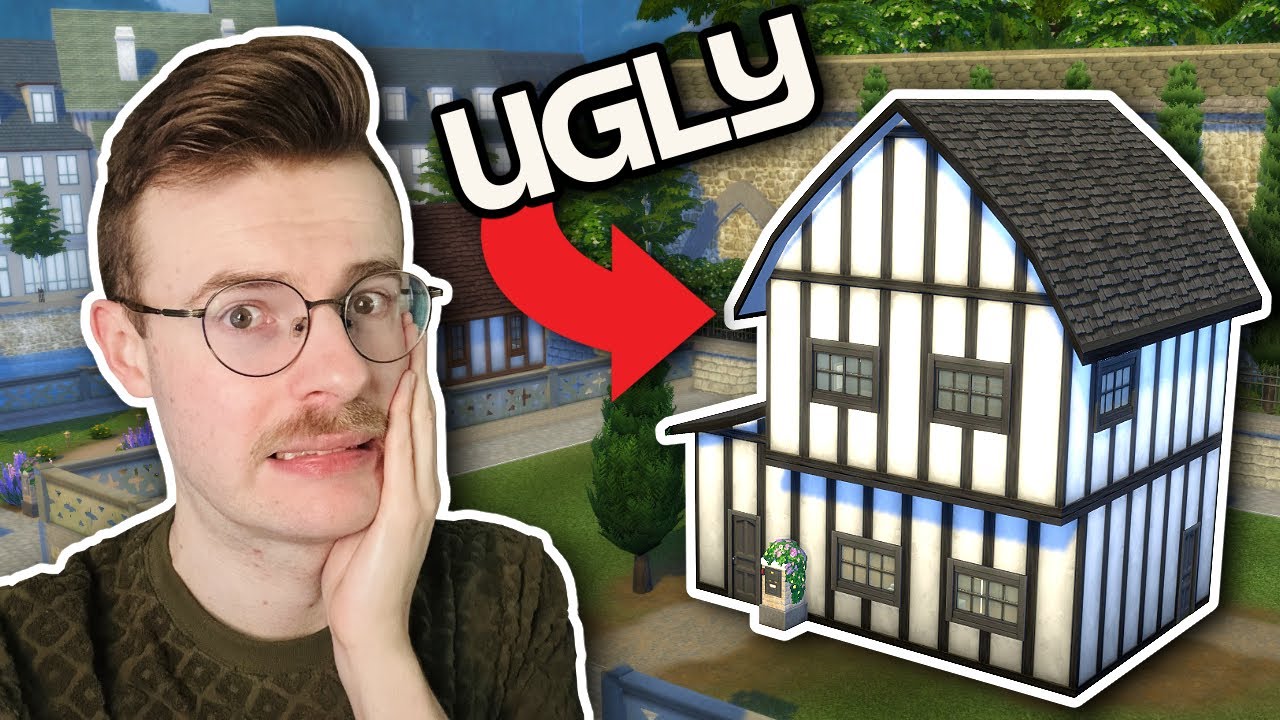 transforming an UGLY EA starter home in The Sims 4