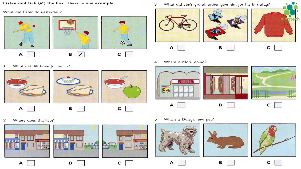 Movers 2 - Test 1 - Part 4 - Listening with Answer Booklet