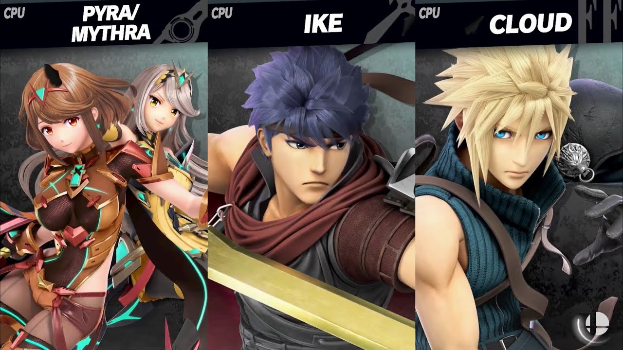 Super Smash Bros. Ultimate - Pyra/Mythra vs Ike vs Cloud