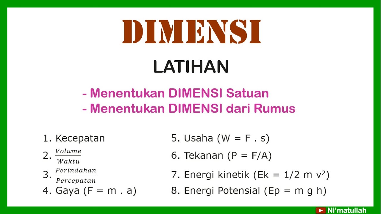 Pembahasan Soal Dimensi (Fisika Kelas 10)
