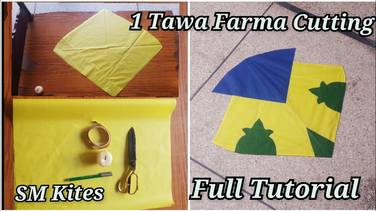 1 Tawa Kite Farma Cutting. 2021❤SM Kites❤. Full Tutorial Step By Step. Beautiful Tawa Kite Making.