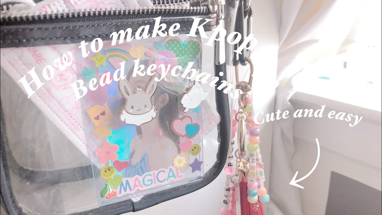 making DIY kpop bead keychains
