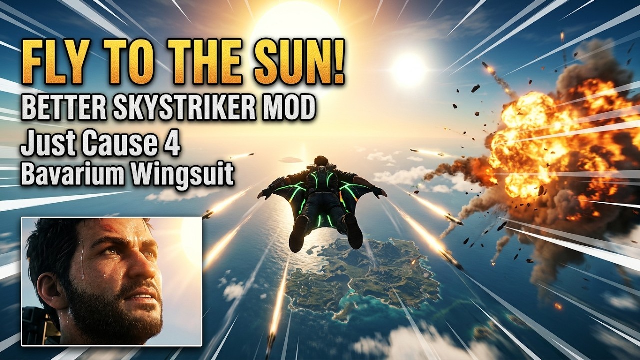 Just Cause 4 Fly to the Sun! Better Skystriker Mod (Bavarium Wingsuit)