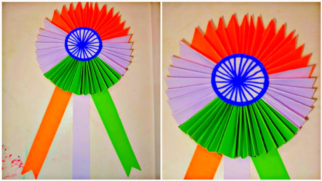 Republic Day Badge Making / DIY Indian Tricolor Badge / 26th January Craft Ideas