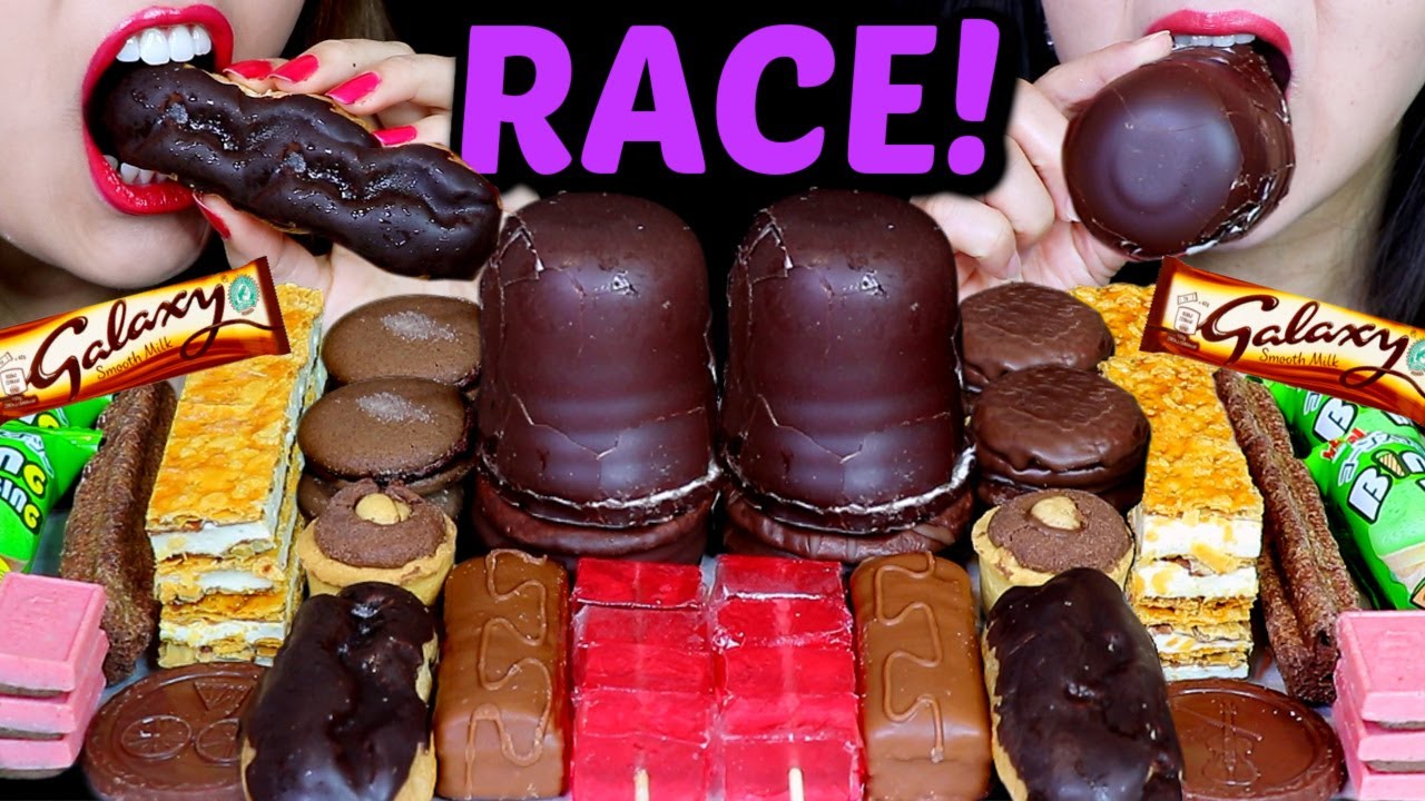 ASMR LEFTOVER DESSERT RACE! GIANT CHOCOLATE MARSHMALLOW, GALAXY CAKE BAR, JELLY CANDY, CHOCO PIE 먹방