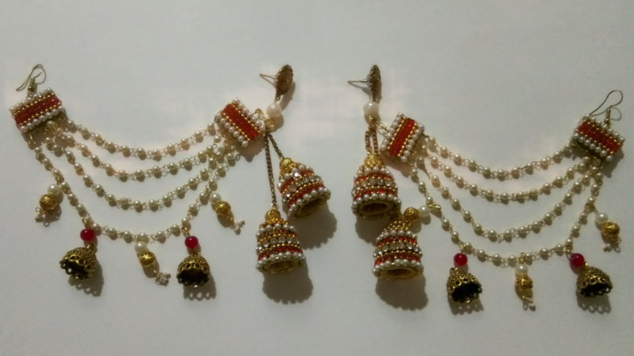 How Make Pearl champaswaralu At Home | DIY | Bridal Jewelry Making | Side ear Chains