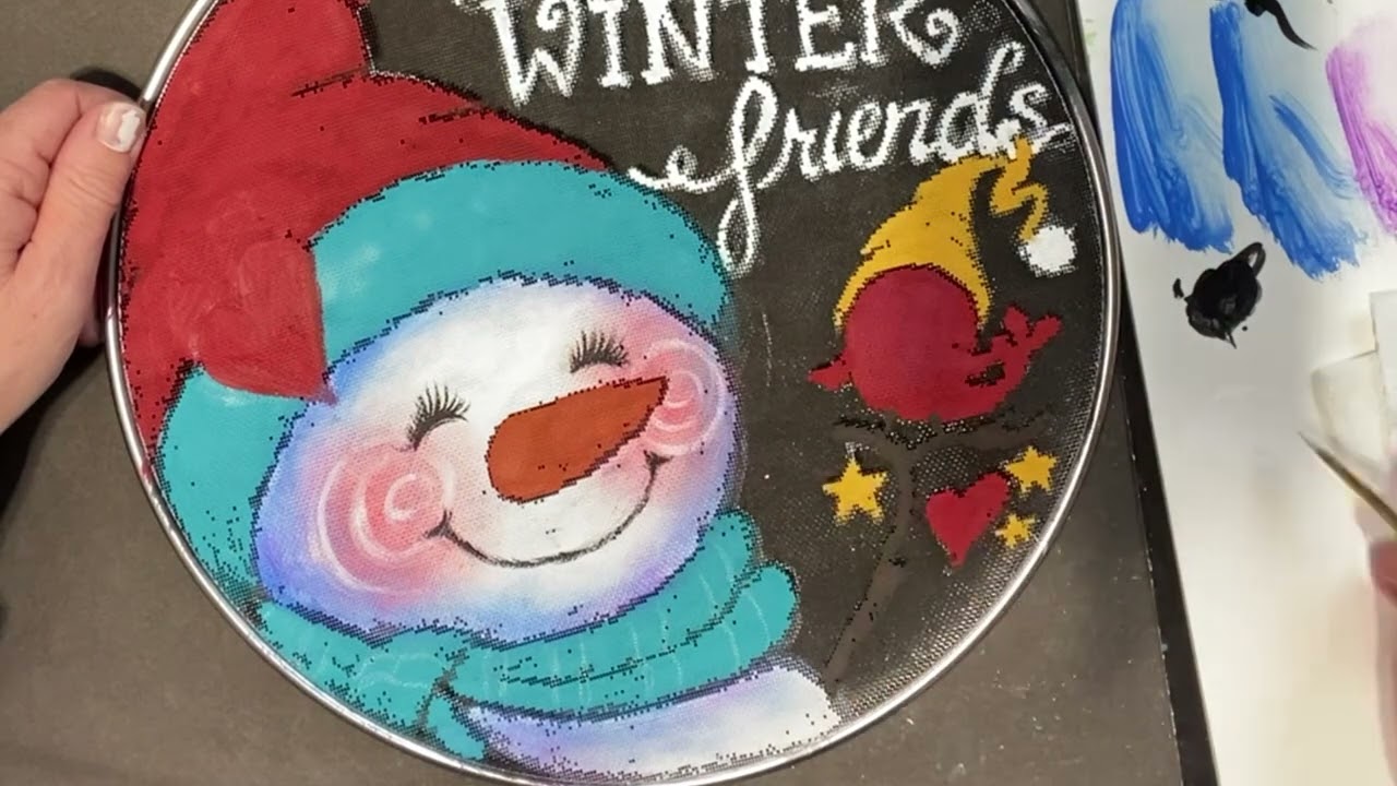 Welcome Winter Friends splatter screen from Dollar store Part 2