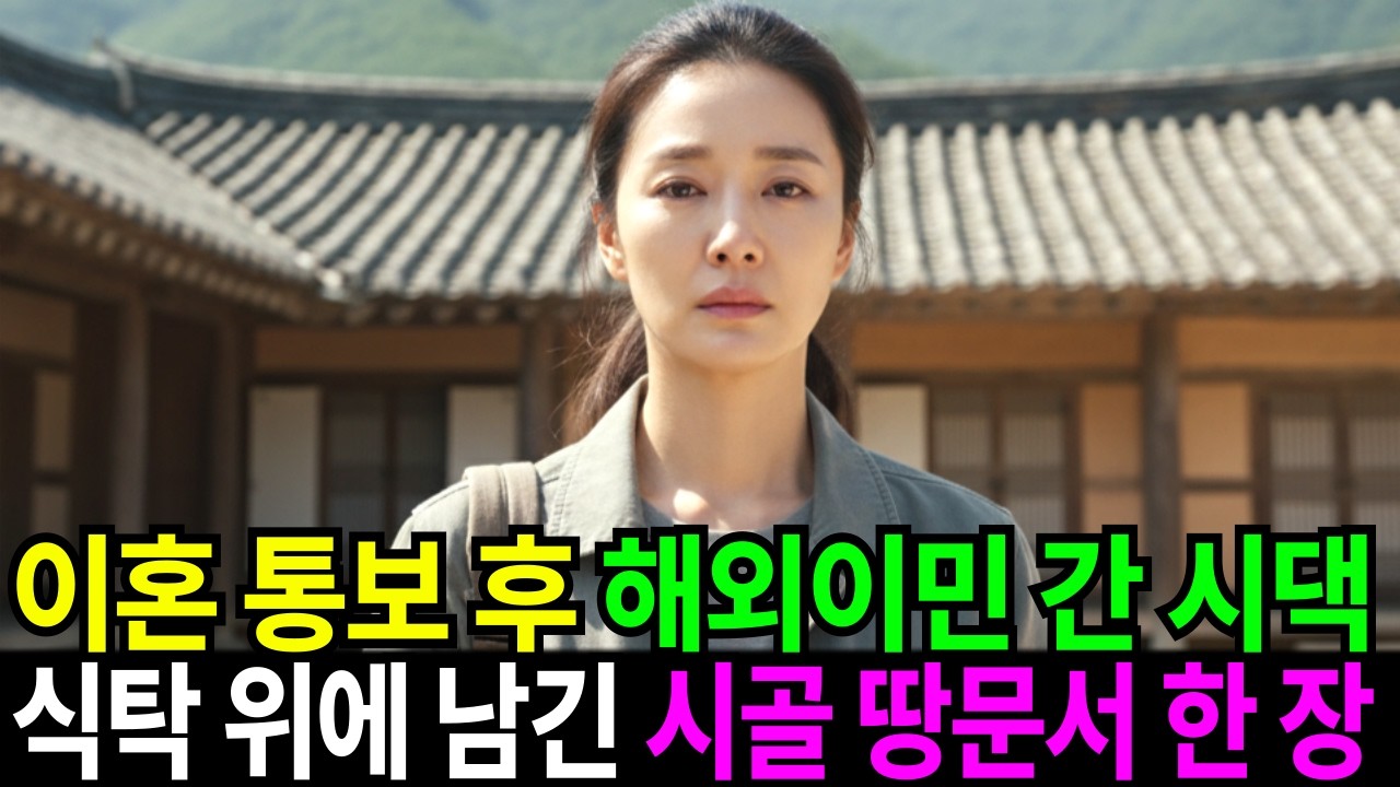 이혼 통보 후 며느리 버리고 해외로 이민 간 시댁, 빈 식탁 위에 덩그러니 남은 시골 땅문서 한 장