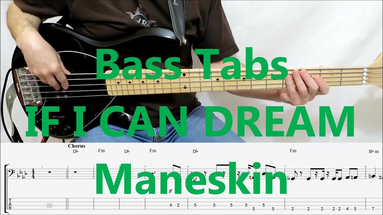 Maneskin - If I Can Dream (BASS COVER TABS)
