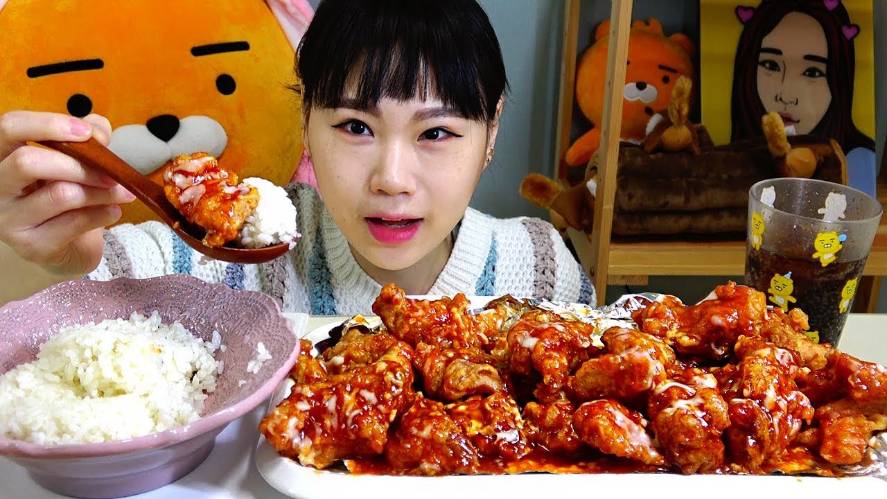 치밥ㅠㅠ 슈프림양념치킨에 밥 먹방 Mukbang