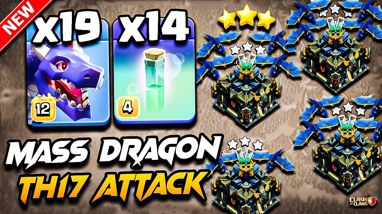 TH17 DRAGON Attack With RC CHARGE | Best TH17 Attack Strategy With Dragon 2025 | Town Hall 17 Attack