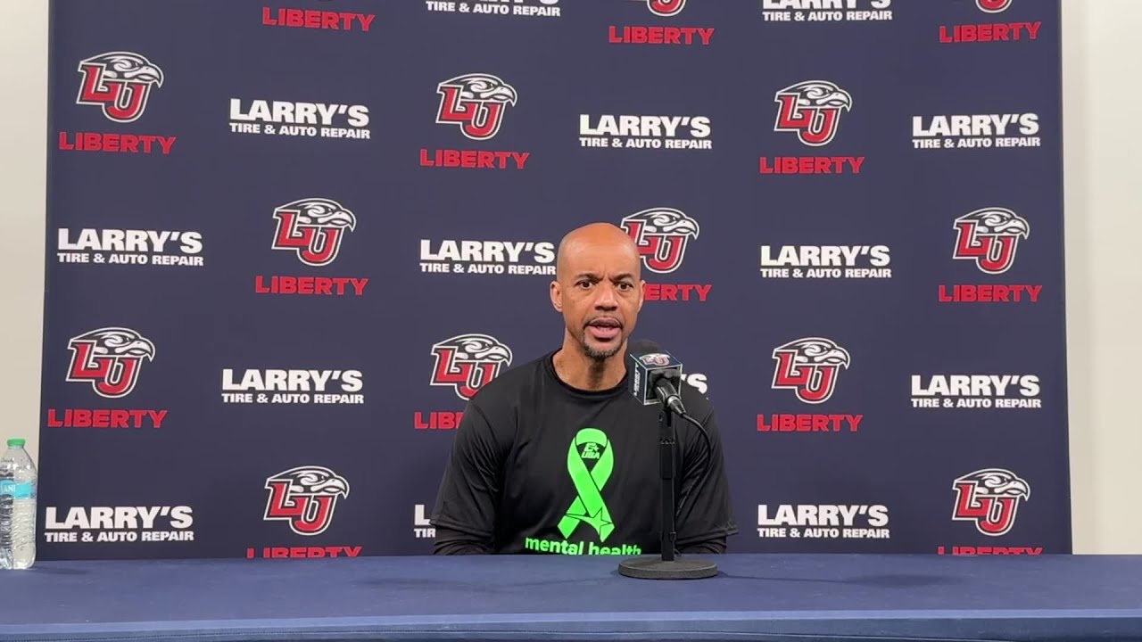 Lady Flames coach Alexis Sherard after Liberty falls to Sam Houston