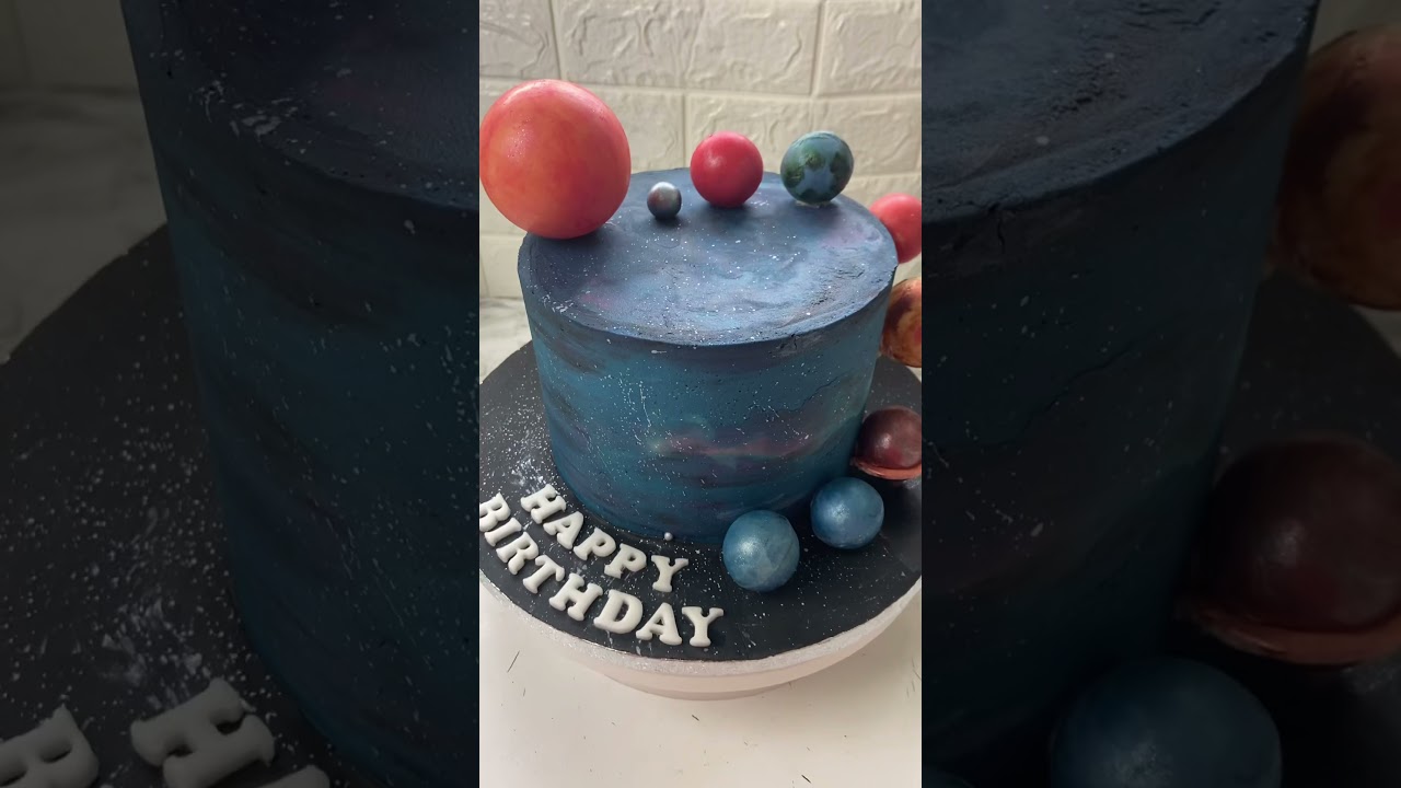Solar System Galaxy Cake with Chocolate planets