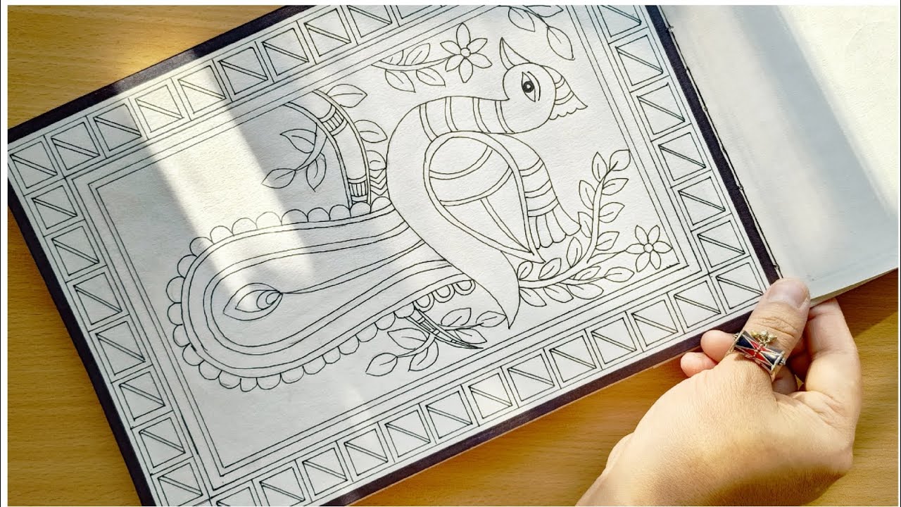 MADHUBANI Peacock Drawing | How to Draw Madhubani Peacock | #madhubanipaintingeasy 