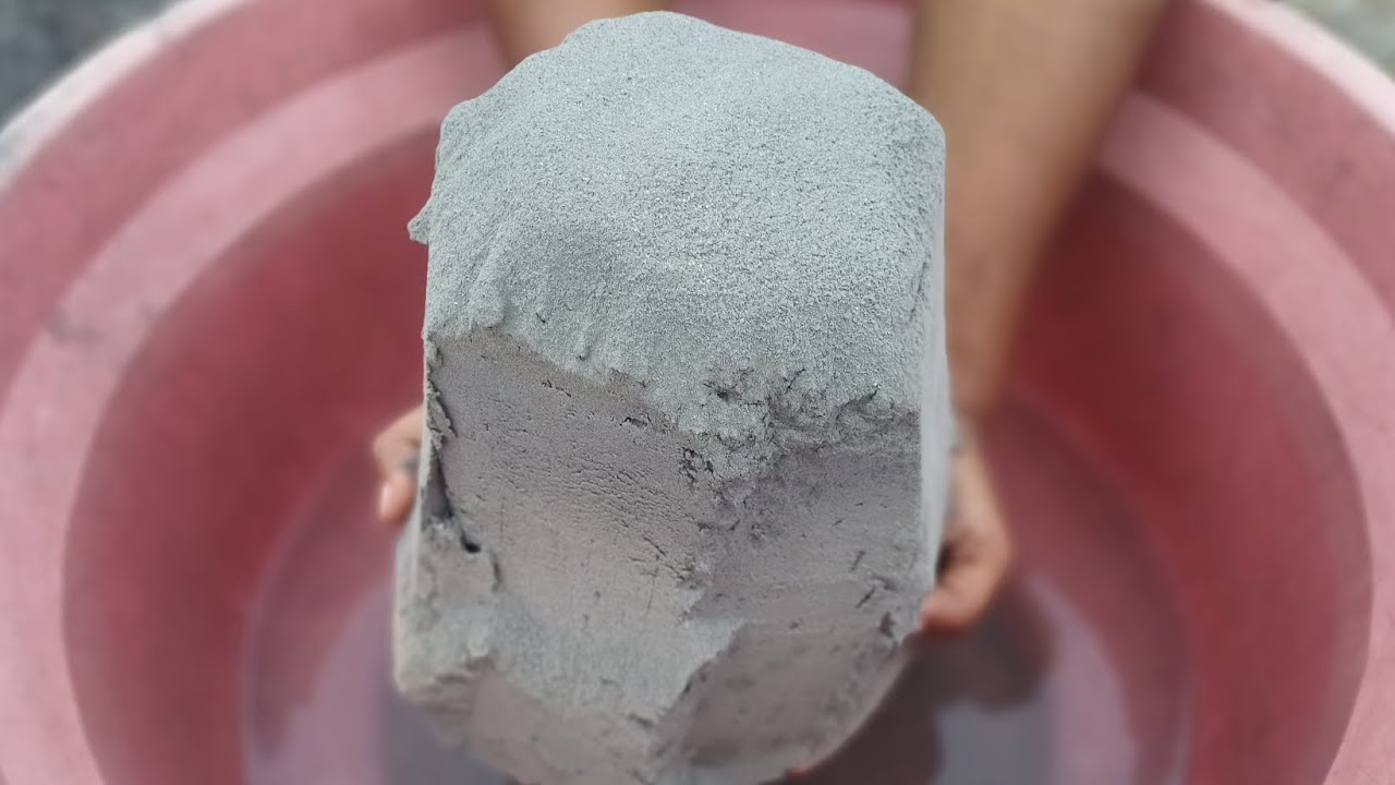 ASMR Very Soft Dusty 😍✨ Pure Cement Silky Chunks dipping Crumble on Lots Of Water 🌊💦🌀🌀