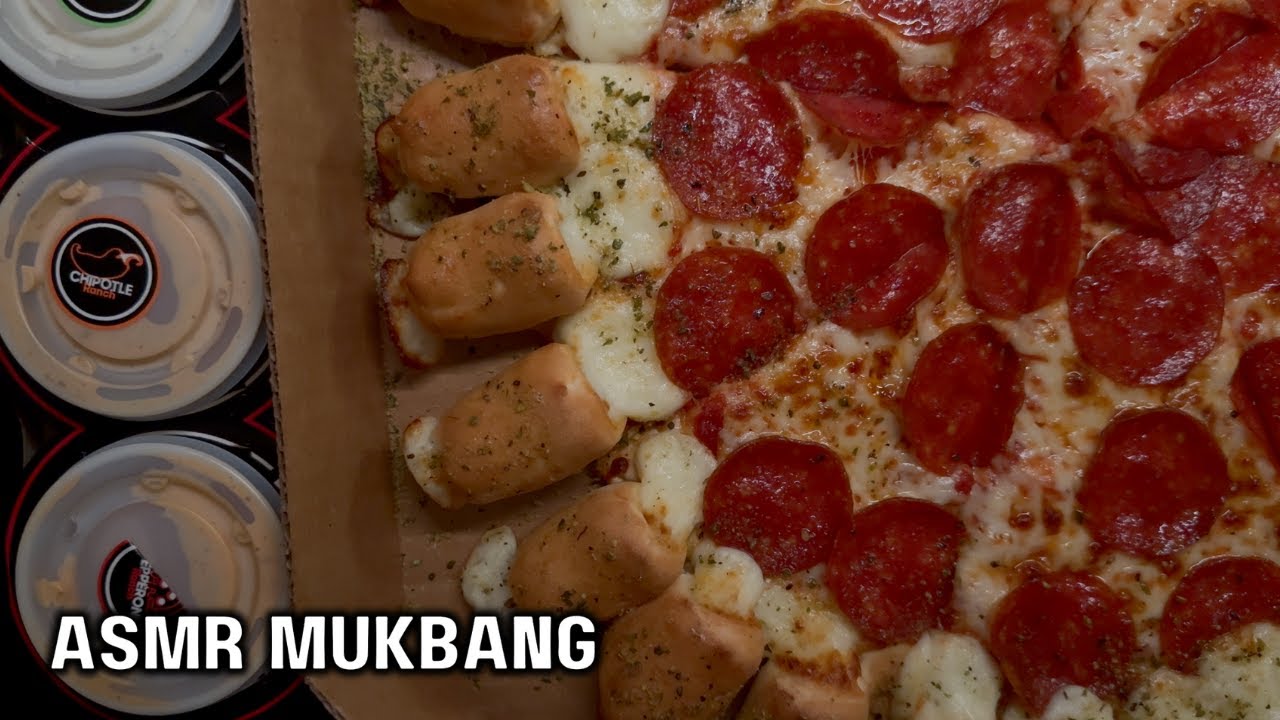 ASMR PIZZA HUT CHEESY BITES PEPPERONI PIZZA & NEW! RANCH SUITE MUKBANG EATING SOUNDS