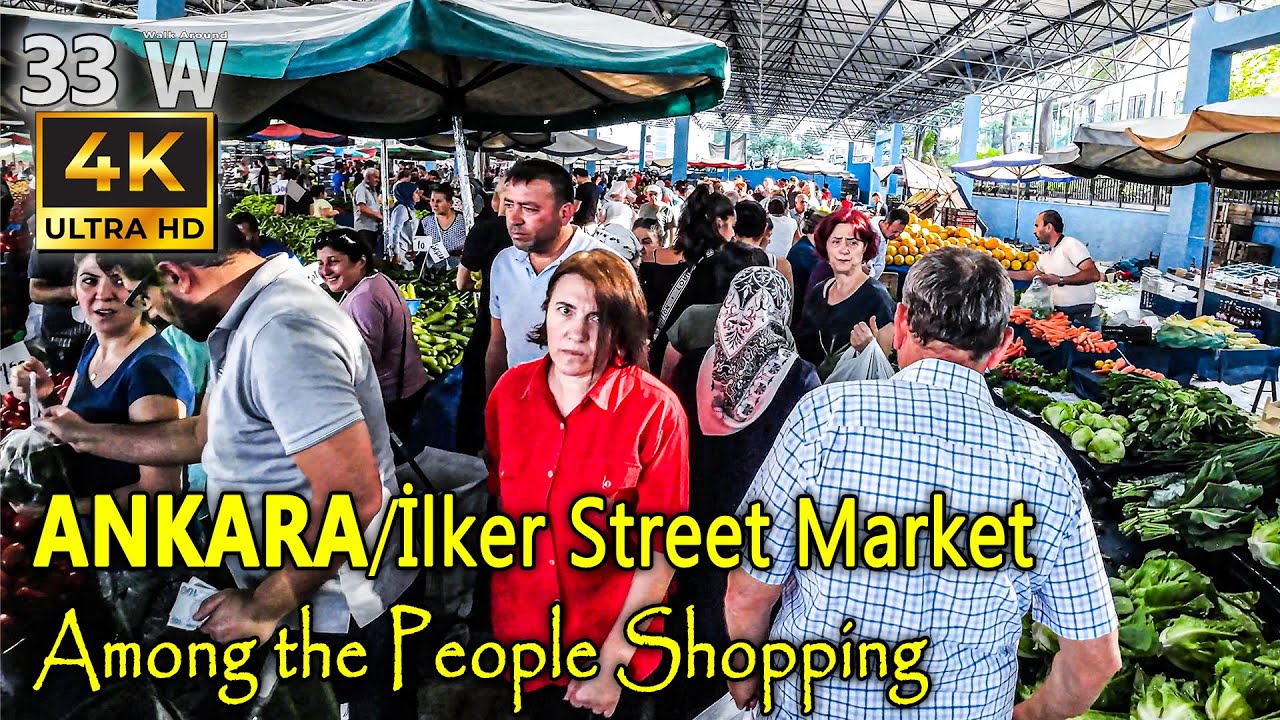 Ankara İlker Pazarı 4K Yürüyüş Turu | Lively Neighborhood Market Walking Tour
