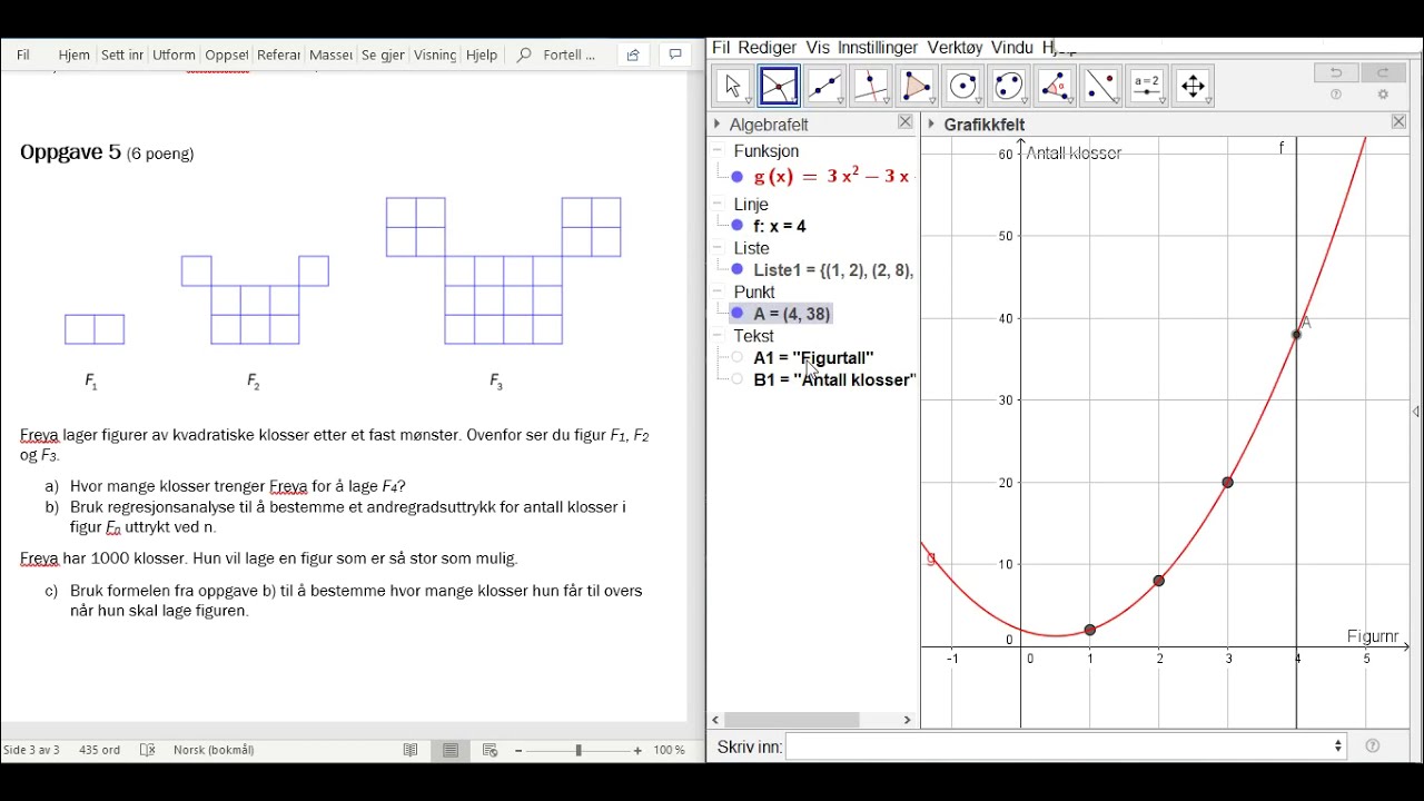 2P/2PY - Figurtall: Regresjonsanalyse i Geogebra (del 2)