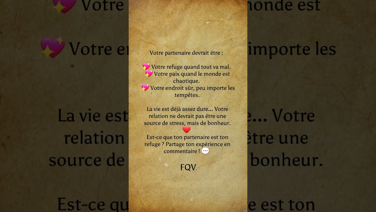 Votre partenaire devrait &ecirc;tre votre paix, pas votre stress ! ❤️ #Amour #RelationSaine #Bonheur