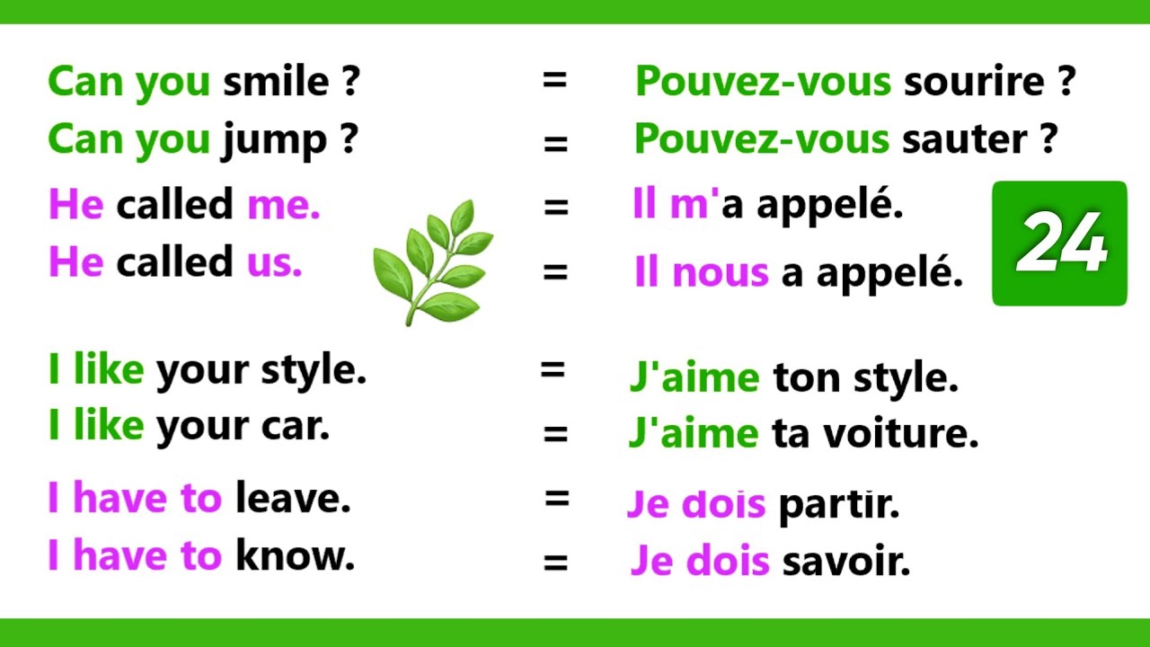 Phrases simples pour apprendre l'anglais facilement |partie 24 |✪✪easy sentences to learn french 🌿