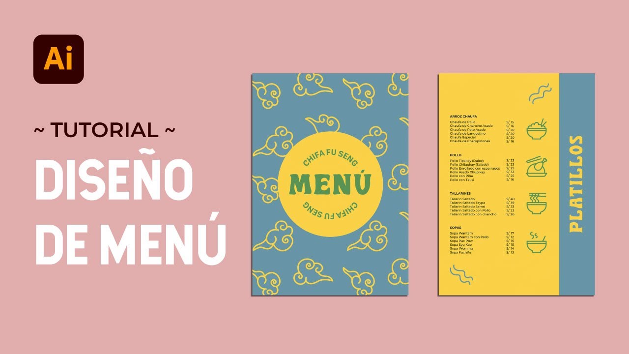 🥠 DISEÑO de MENÚ RESTAURANTE en ILLUSTRATOR CC