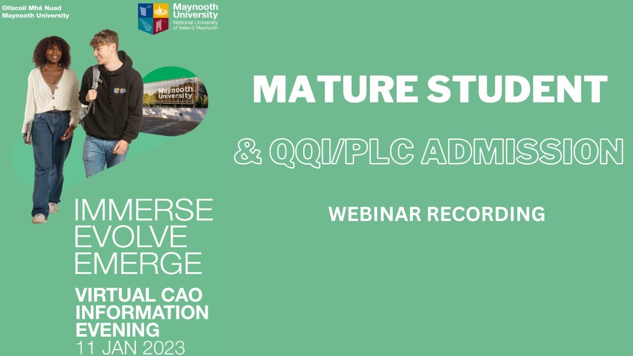 Mature Student & QQI/PLC Admission- CAO Information Evening 2023