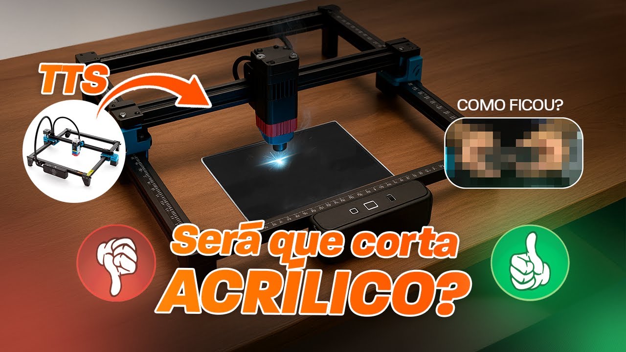 Cortando Acrílico de 3mm com Laser de 5.5W | TTS-55 Pro | Translaser