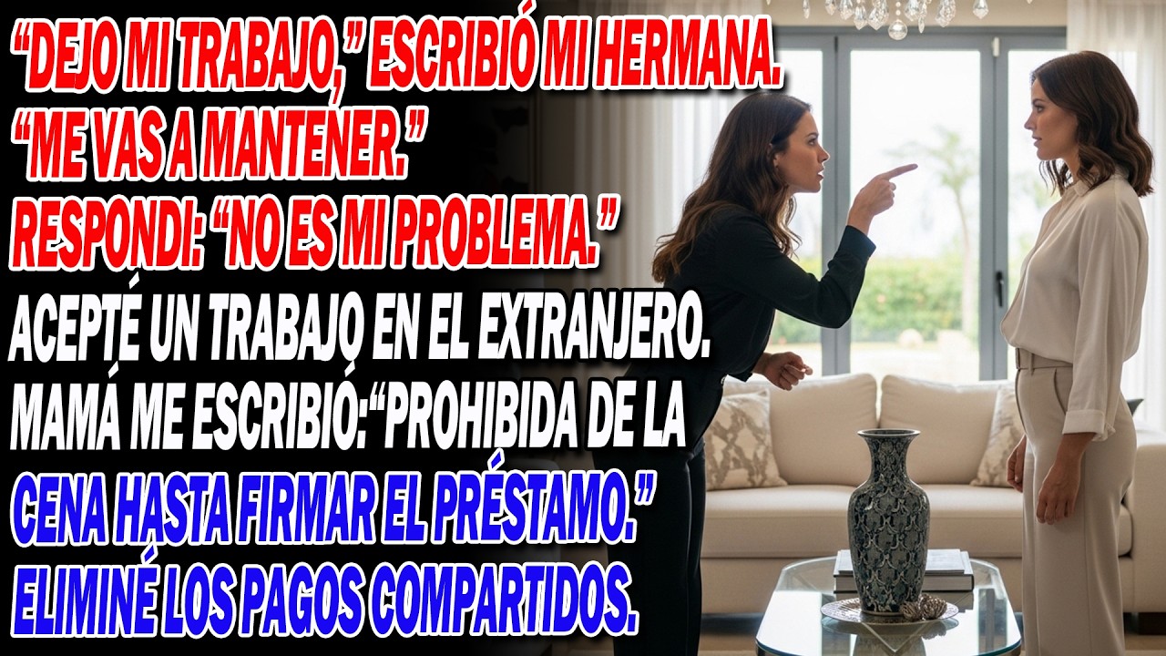😌 💸 «Dejo el trabajo — tú me mantendrás», escribió mi hermana menor . Respondí: «No es mi problema»