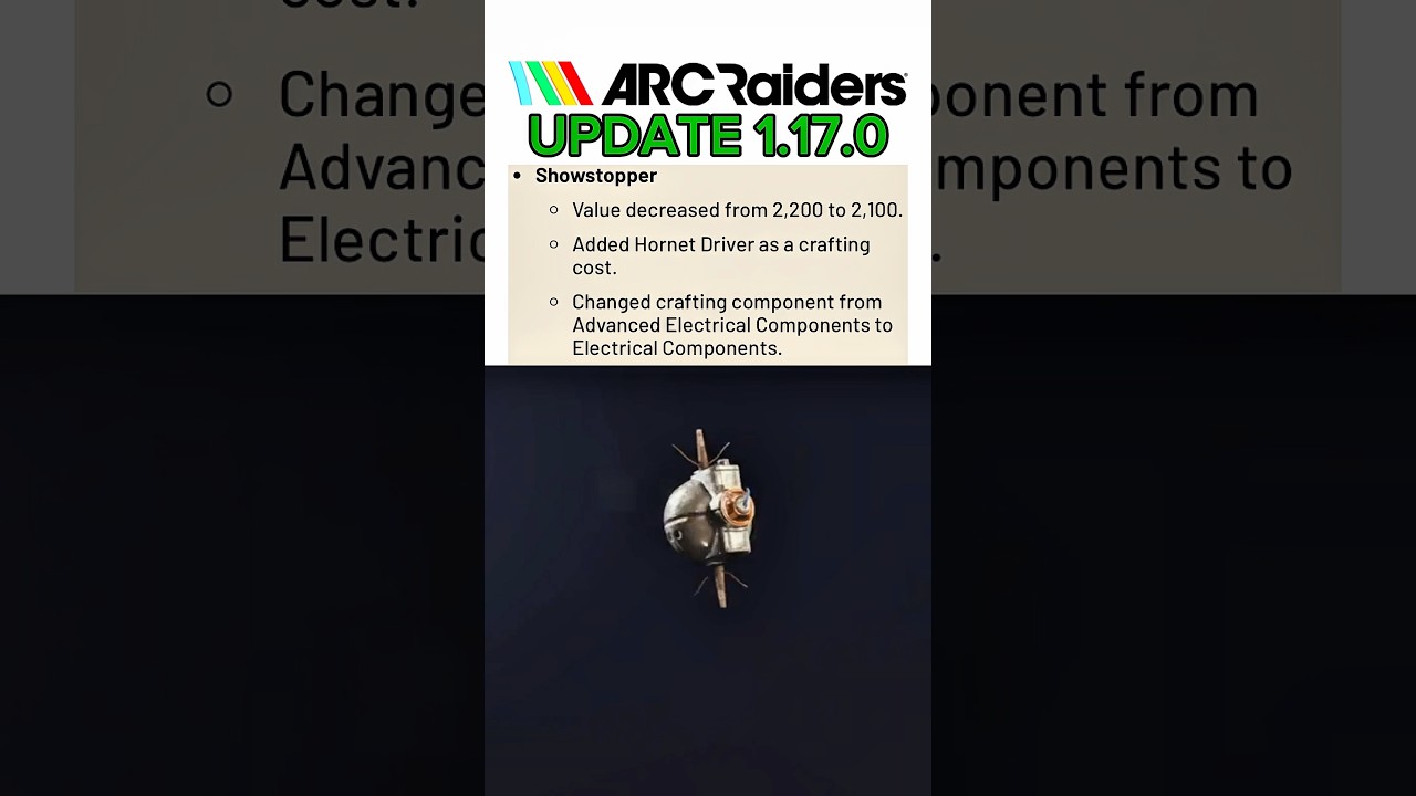 Showstopper CHANGES After Patch Update 1.17.0 - ARC Raiders