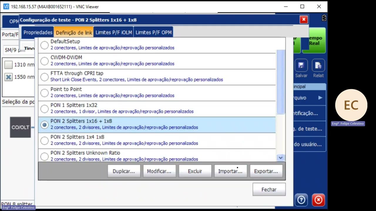 OTDR EXFO, como configurar o seu iOLM