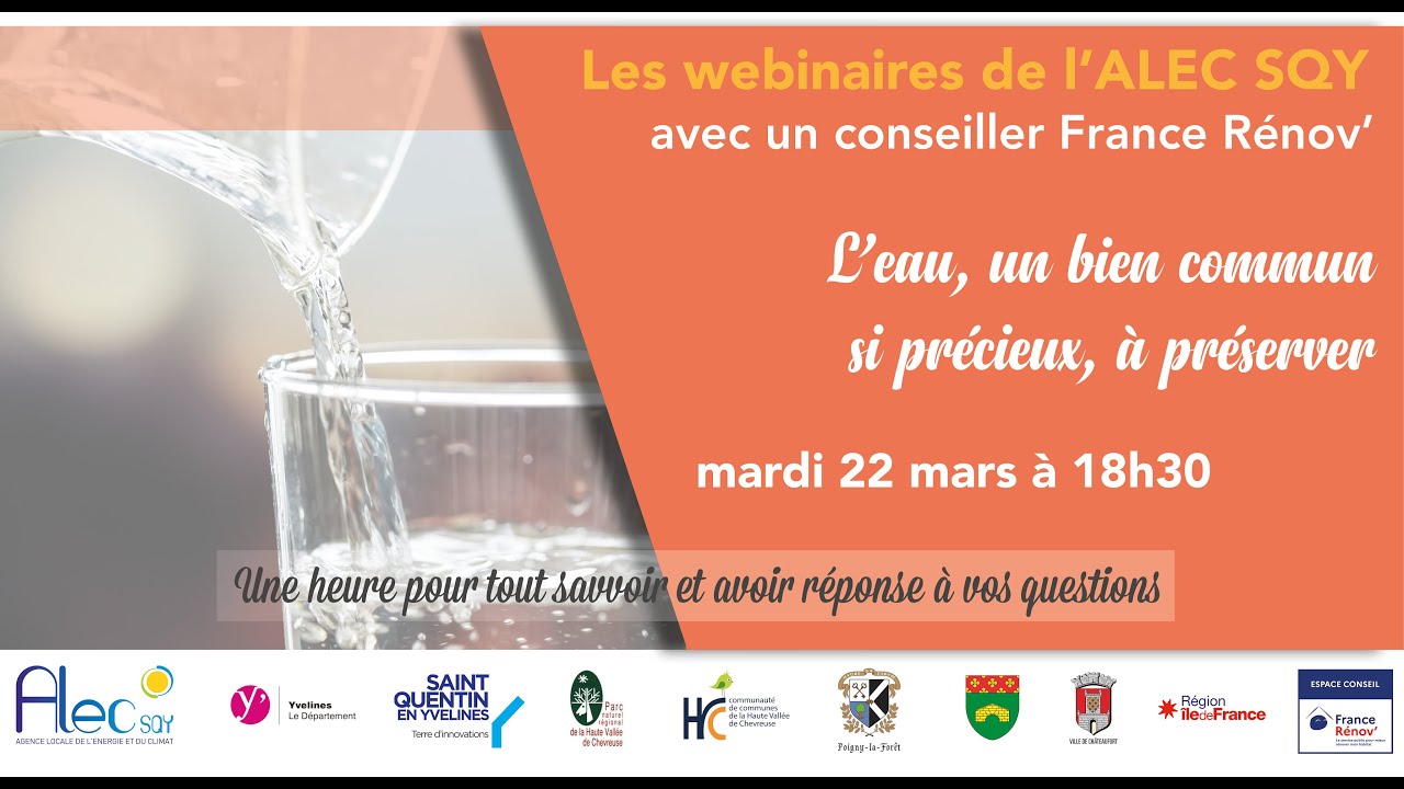 Webinaire L'Eau : un bien commun précieux, à préserver - Journée mondiale de l'eau - ALEC SQY -2022