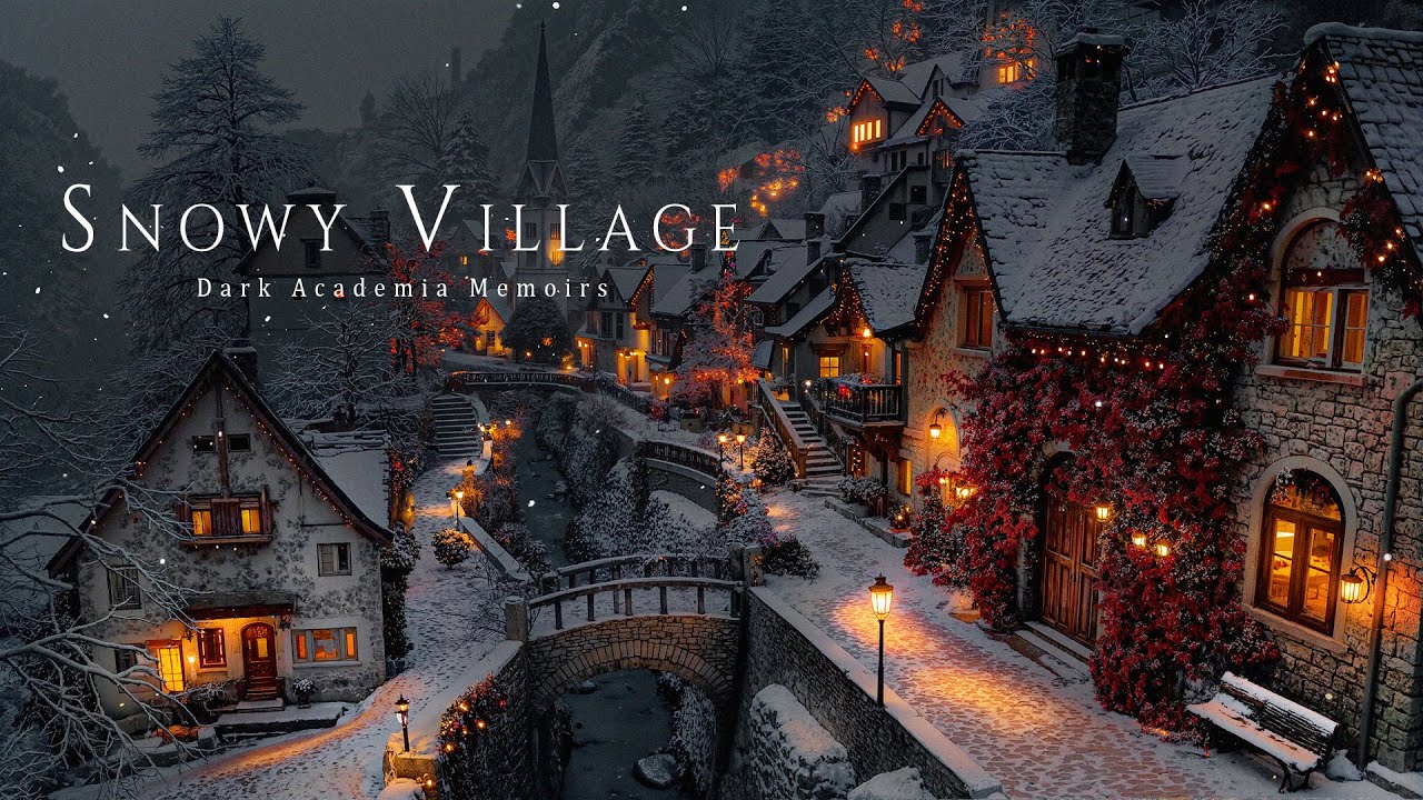You’re Inside a Warm Snowy Village on a Late Winter Night | Dark Academia Music
