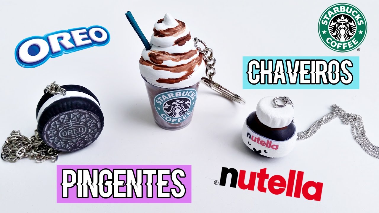 DIY: CHAVEIROS/PINGENTES DE NUTELLA, STABUCKS E OREO