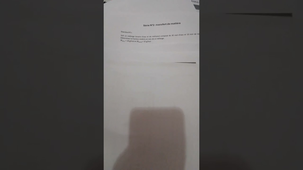 Exercice fraction molaire