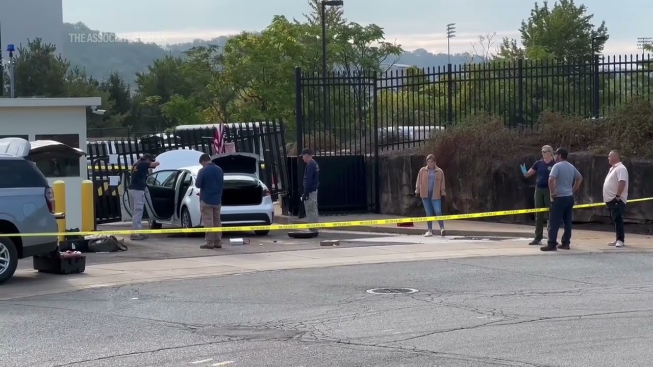 Driver rams car into FBI building gate in Pittsburgh and leaves behind an American flag