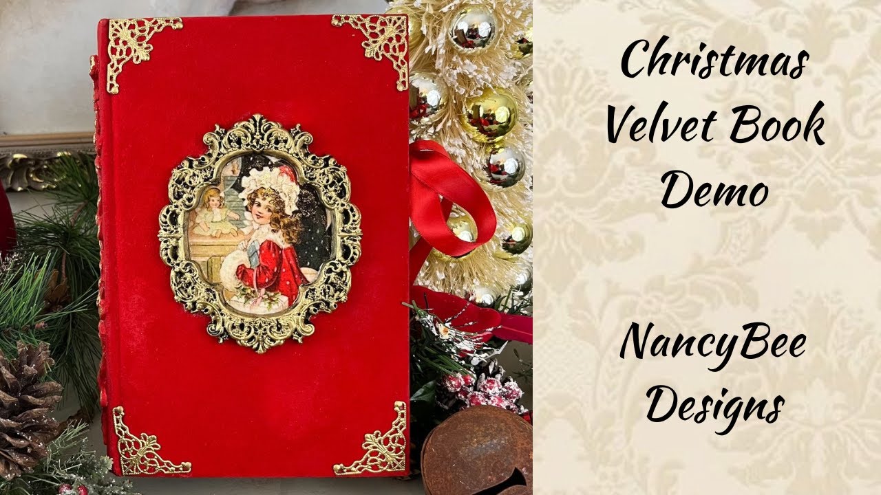How to Decoupage Create Christmas Red Velvet Book Decor