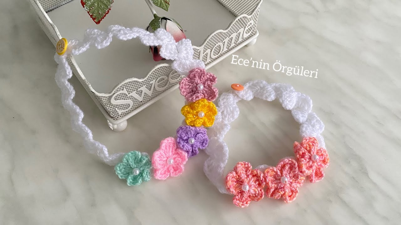 Spring Flowers Themed Baby Girl Hair Crown /Kız Bebekler için Bahar Çiçekli Saç Tacı /Bandana 3-6 ay