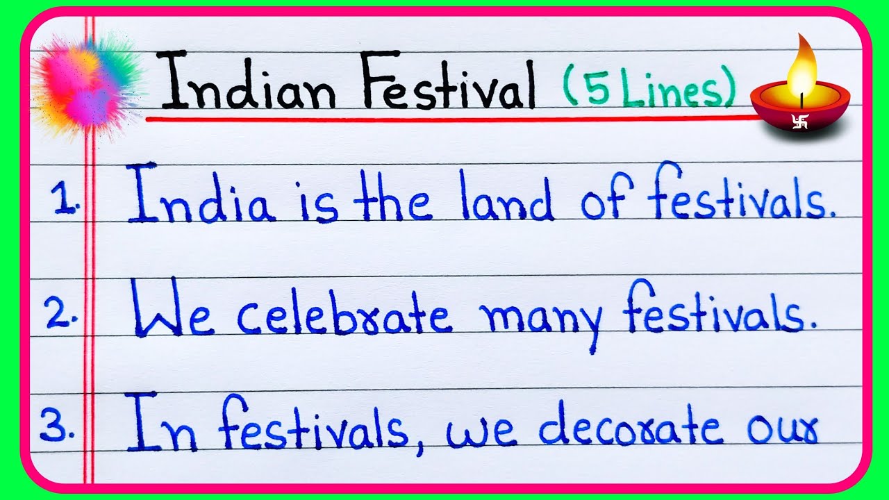 5 lines essay on Indian festivals in English | Essay on festival | Essay on Indian festival