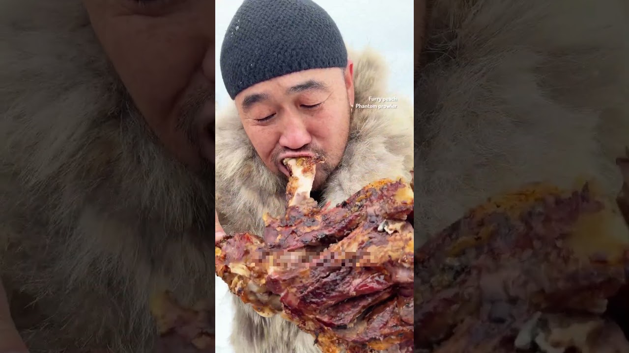 في شتاء منغوليا اللحم هو وقود الحياة وهو البترول الأساسي للعيش !! #food #fyp #لحم #shorts #قصص #usa