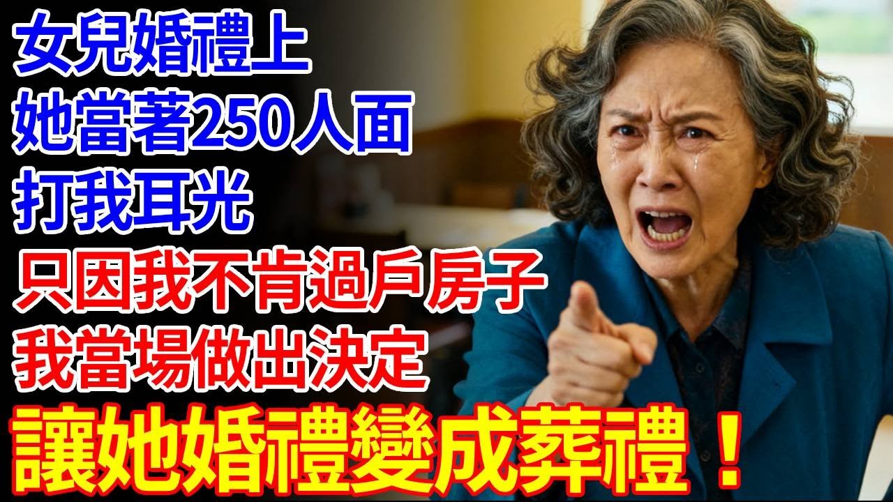女兒在結婚現場，當著250人面扇我巴掌，就因為我拒絕過戶房子，我轉頭做出驚人決定，讓她婚禮變葬禮#養老#退休金#不肖子孫#老年生活#老人社#60歲愛情