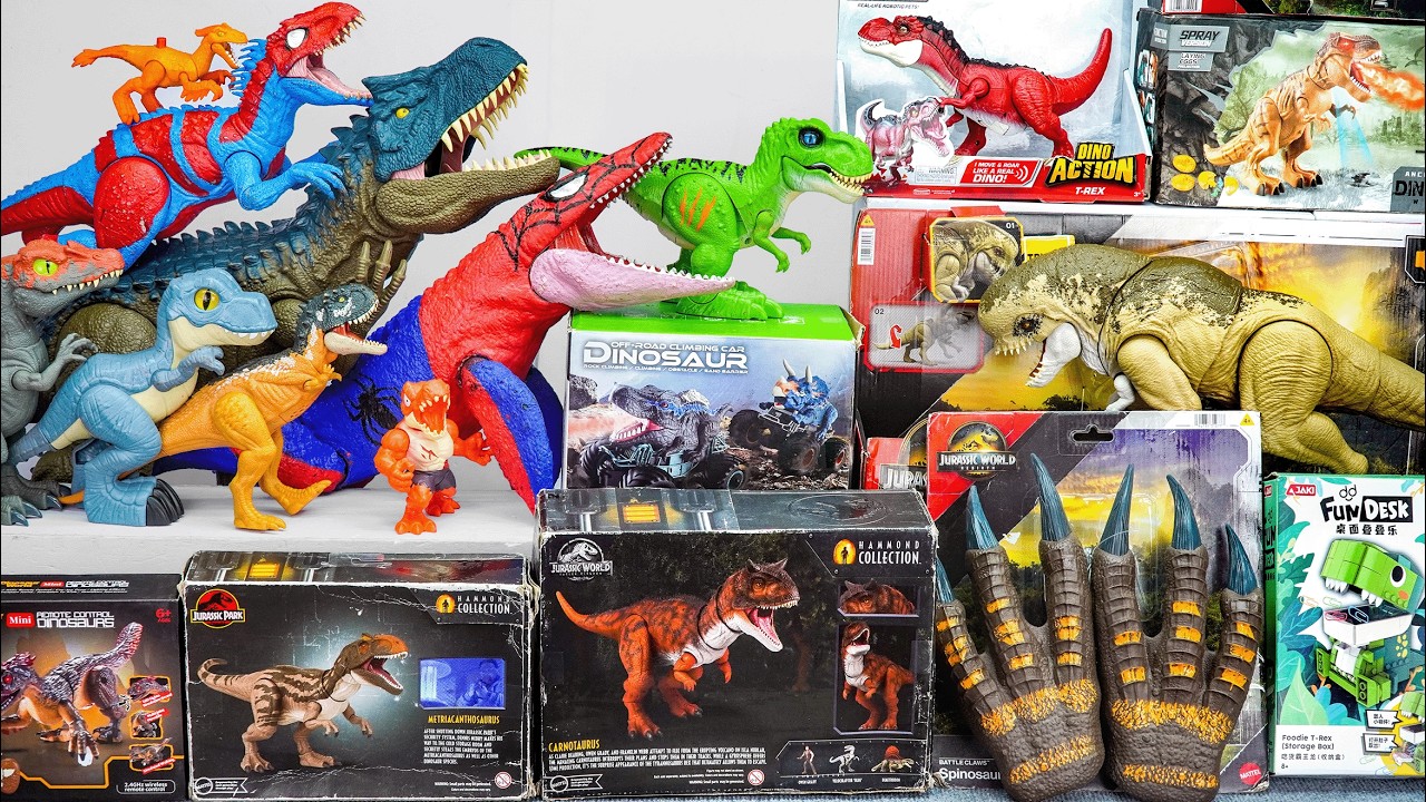 Jurassic World Unboxing Review Dinosaur T-rex Spinosaurus D-rex Allosaurus Cetarosaurus Eggs ASMR