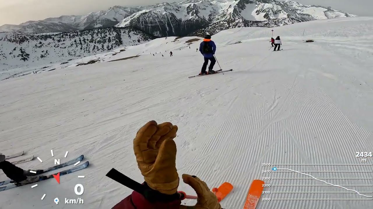 Saint-Lary - Descente Corneblanque (rouge) & Vue ski : Black Crows Mirus Cor