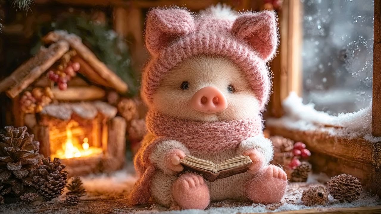 Relaxing Reading with Pig 🐖 Fire Crackles and Night Insects for a Cozy, Peaceful Escape