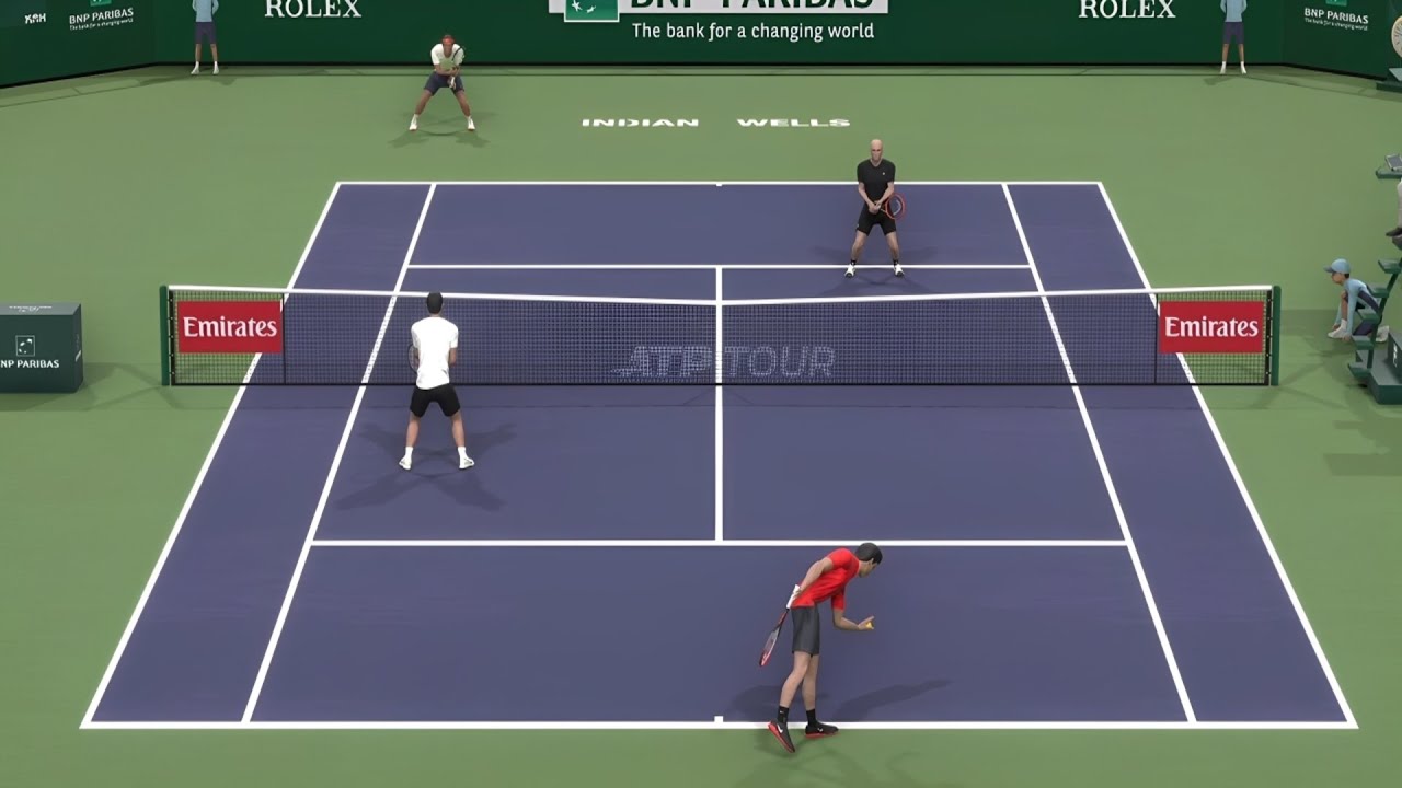 Tennis Elbow 4 Federer/Sampras vs Nadal/Agassi Hit For Haiti Indian Wells 2010