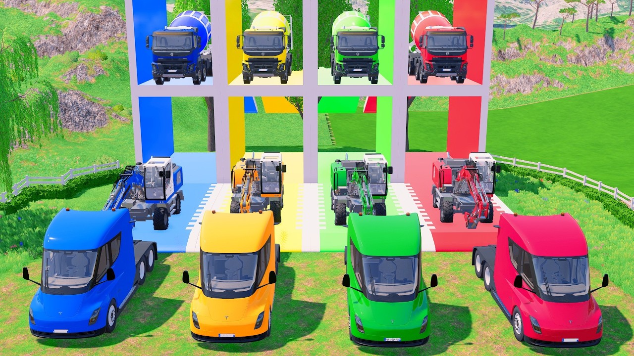 Грузовики с низкорамными прицепами - Гараж с цветным конвоем - FS22 #11