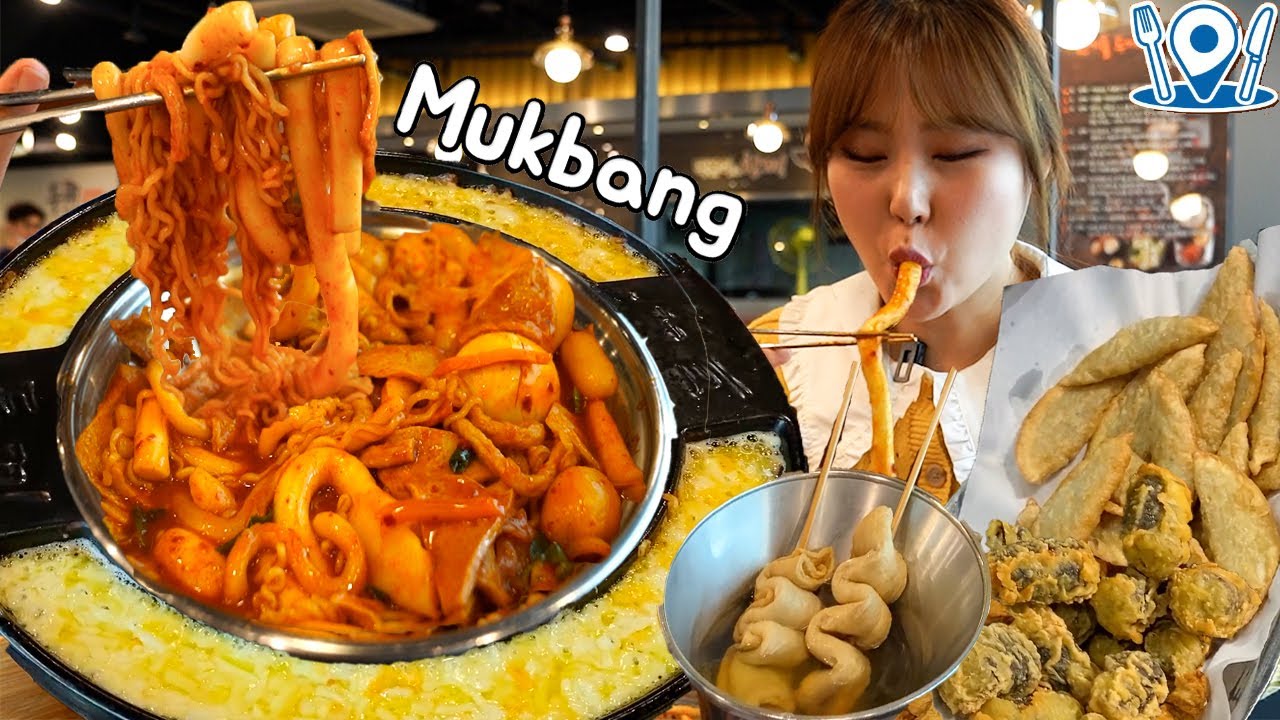 Outdoor Mukbang l Наслаждайтесь различными видами ттеокбокки в ресторане DOOKKI tteokbokki.