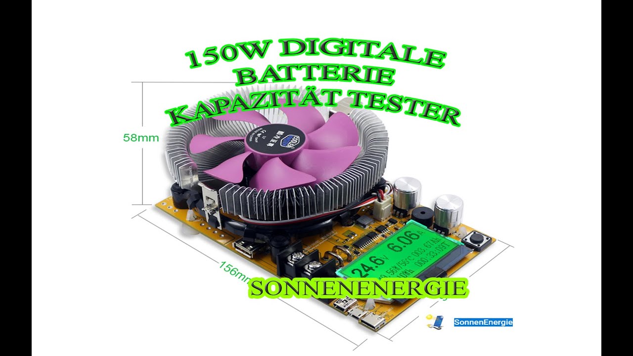 #150W 20A USB Konstantstrom Elektronische Last Batterie Kapazität Tester & fan DE